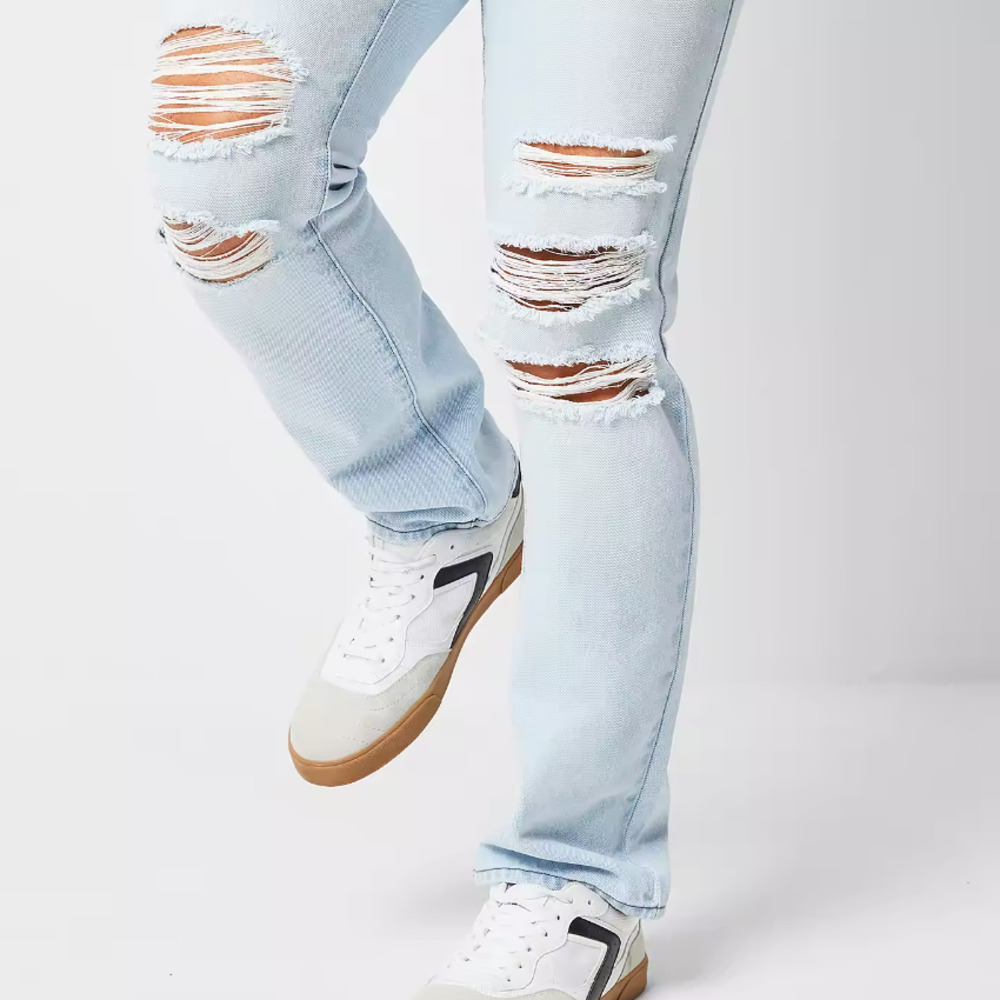 Arizona Mens Straight Fit Jean. Distressed Color: Ice Destruct 36x30